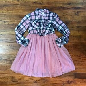 Girls Justice Pink / Black Plaid & Tulle Dress
Size Medium 7 / 8
100% Polyester